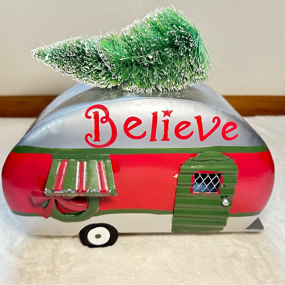 Galvanized Decorated Christmas Camper